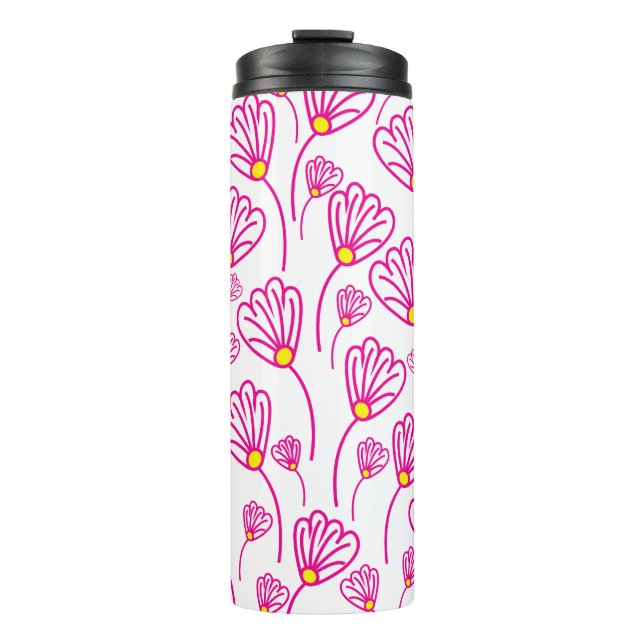 Rosa Blume Thermosbecher (Vorderseite)