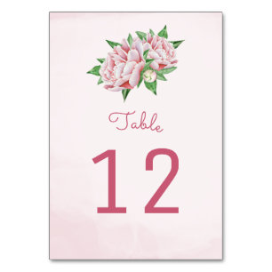 Rosa Blume Tischnummer Cards