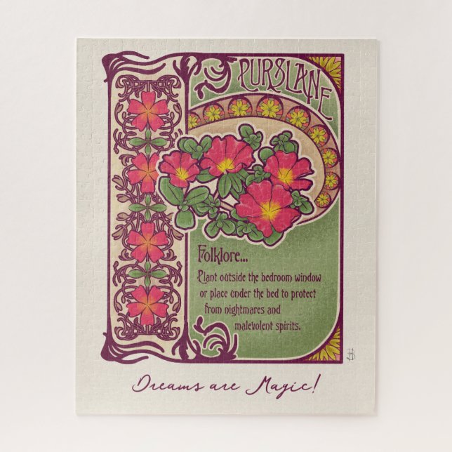 Rosa Blume, Träume und Jugendstil Puzzle (Vertikal)