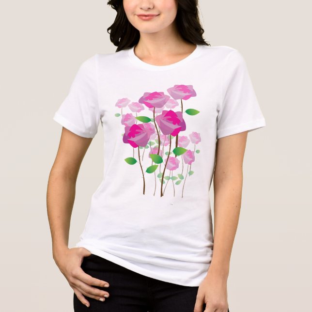 Rosa Blume Tri-Blend Shirt (Vorderseite)