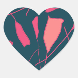 Rosa Blume über schwarzen Hintergrundaufklebern Herz-Aufkleber