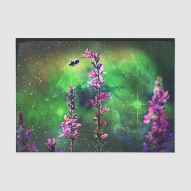 Rosa Blume und Bienen gegen die Welt Seidenpapier (Vorderseite)