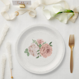 Rosa Blume und Blätter Teller
