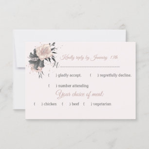 Rosa Blume und Blütenmehl RSVP Karte