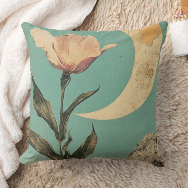 Rosa Blume und Crescent Moon Kissen (Decke)