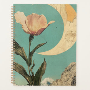 Rosa Blume und Crescent Moon Planer