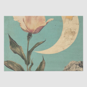 Rosa Blume und Crescent Moon Seidenpapier