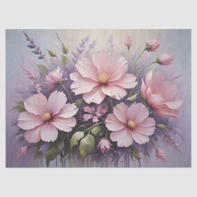 Rosa Blume und Entfärbung des Lavendels Seidenpapier (Vorderseite)