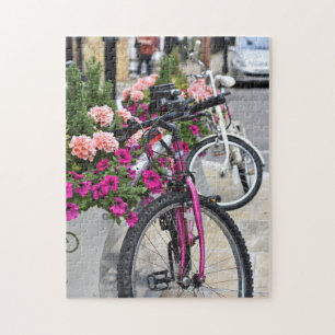 Rosa Blume und Fahrräder Islington London UK Puzzle