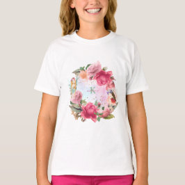 Rosa Blume und Fairies Girl T-Shirt
