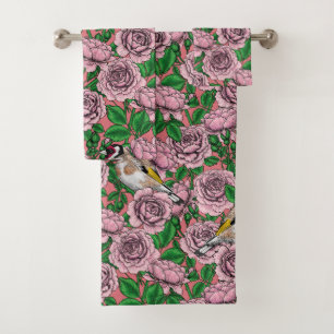 Rosa Blume und Goldflossen Badhandtuch Set