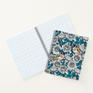 Rosa Blume und Goldflossen Notizbuch