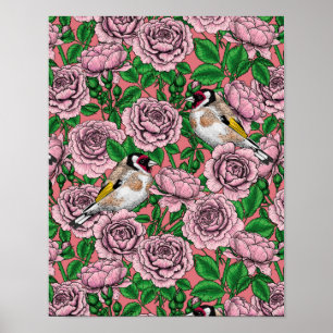 Rosa Blume und Goldflossen Poster