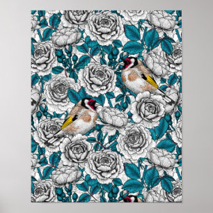 Rosa Blume und Goldflossen Poster