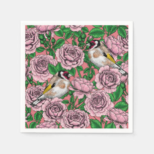 Rosa Blume und Goldflossen Serviette