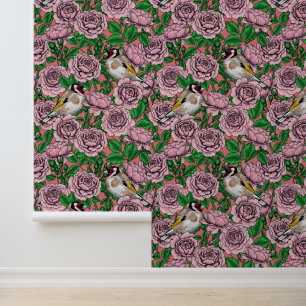Rosa Blume und Goldflossen Tapete