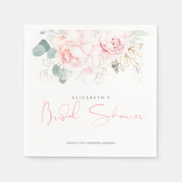 Rosa Blume und goldgrünes Brautparty Serviette