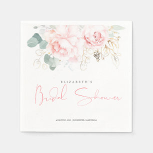 Rosa Blume und goldgrünes Brautparty Serviette