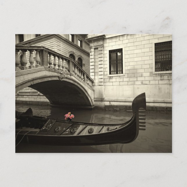 Rosa Blume und Gondel Postkarte (Vorderseite)
