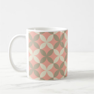Rosa Blume und graue Blätter gemustert Kaffeetasse