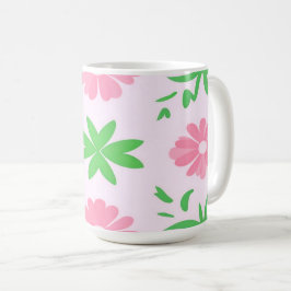 Rosa Blume und grüne Blätter - nahtloses Muster Kaffeetasse