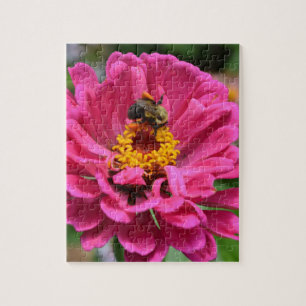 Rosa Blume und Hummel Puzzle