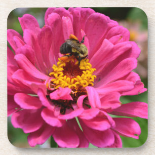 Rosa Blume und Hummel Untersetzer
