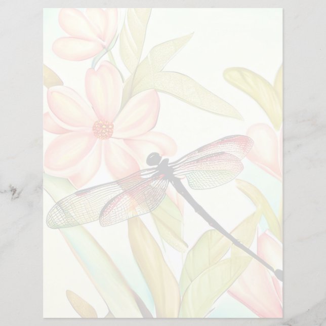 Rosa Blume und Libellen (Vorderseite)