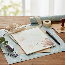 Rosa Blume und Libellen Notizblock