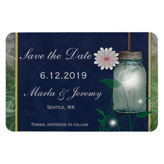 Rosa Blume und Maurerkirsche Save the Date Magnet (Horizontal)