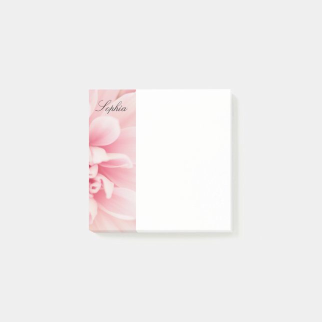 Rosa Blume und Name des schwarzen Skripts, Vs 2 Post-it Klebezettel (Vorderseite)