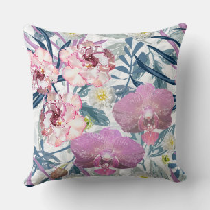Rosa Blume und Orchideen. Kissen