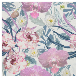 Rosa Blume und Orchideen Stoff