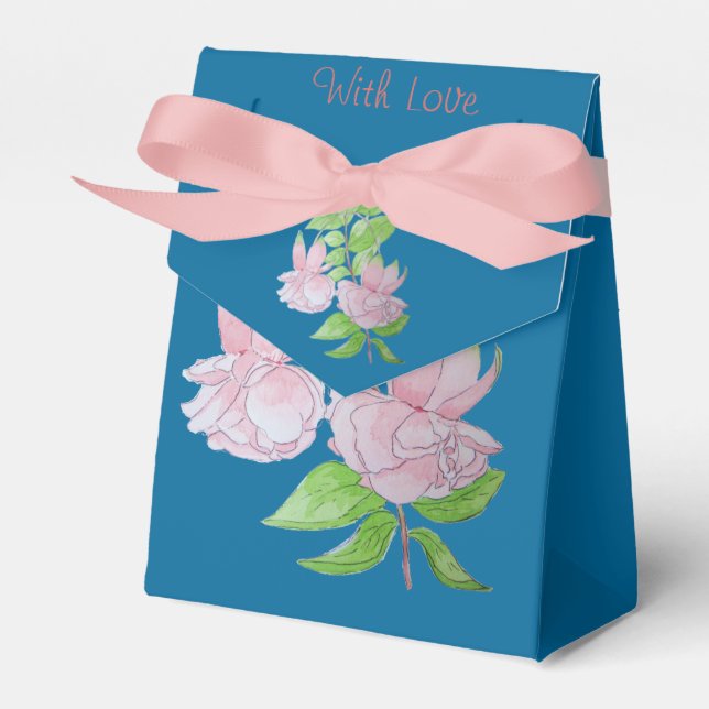 Rosa Blume und originelle Malerei im Blatt-Design Geschenkschachtel (Vorderseite)