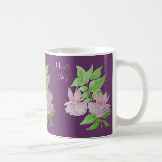 Rosa Blume und originelle Malerei im Blatt-Design Tasse (Rechts)