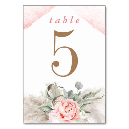 Rosa Blume und Pampas Grass Elegante Tischnummer