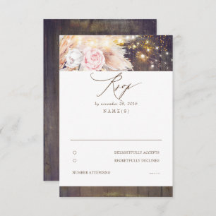 Rosa Blume und Pampas Grass Wedding RSVP