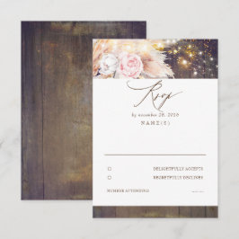 Rosa Blume und Pampas Grass Wedding RSVP Karte