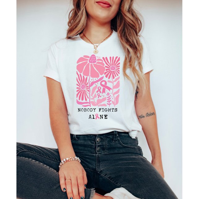 Rosa Blume und Ribbons Brustkrebs Monat T-Shirt (Von Creator hochgeladen)
