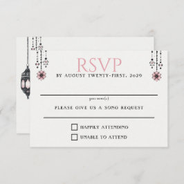 Rosa Blume und Signalleuchten RSVP Karte