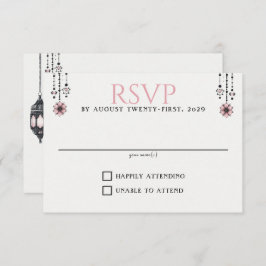 Rosa Blume und Signalleuchten RSVP Karte