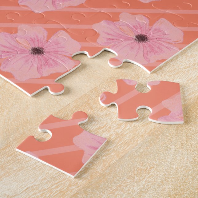 Rosa Blume und Streifen Jigsaw Puzzle (Seite)