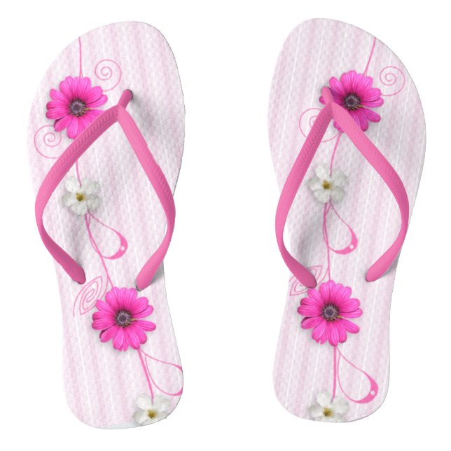 Rosa Blume und Streifen kippen Flops Flip Flops (Fußbett)