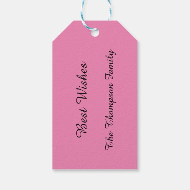 Rosa Blume und Streifen Personalisierte Geschenket Geschenkanhänger (Rückseite)