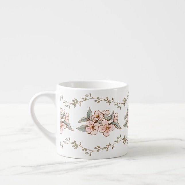 Rosa Blume und Wein | SHABBY CHIC Espressotasse (Links)