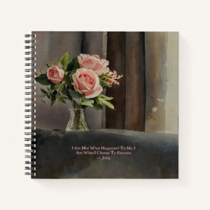Rosa Blume Vase Carl Jung Quote Journal Notizbuch