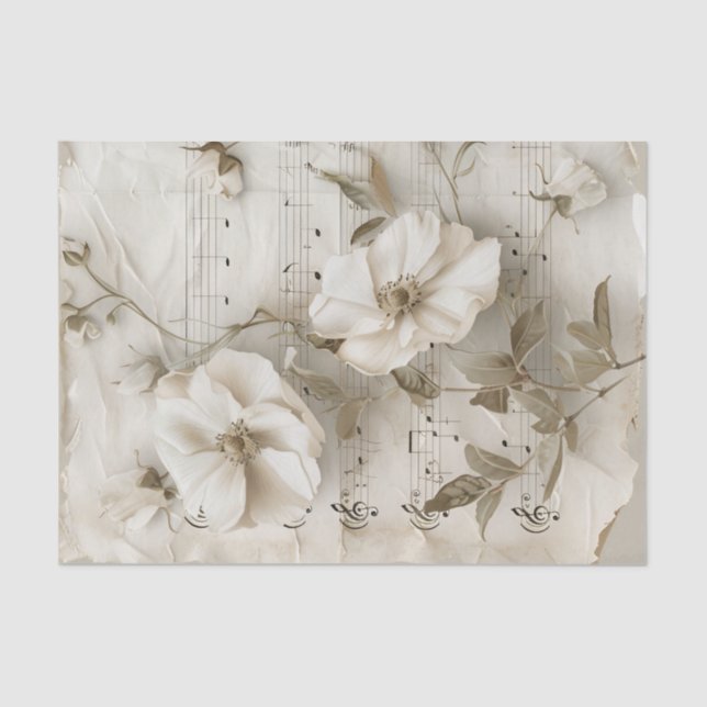 Rosa-Blume Vintages Notenblatt Ephemere Seidenpapier (Vorderseite)