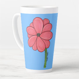 Rosa Blume voll mit blauem Hintergrund Milchtasse