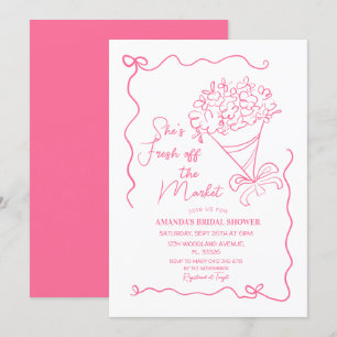 Rosa Blume vom Brautparty des Marktes Einladung