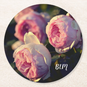 Rosa Blume vom Garten Runder Pappuntersetzer